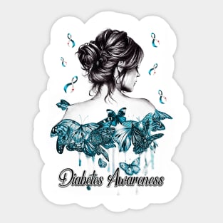 Diabetes awareness Womens Butterfly Girl Diabetes Women Gifts Sticker